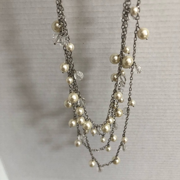 Multi-strand Silver and Pearl Necklace - Picture 7 of 10
